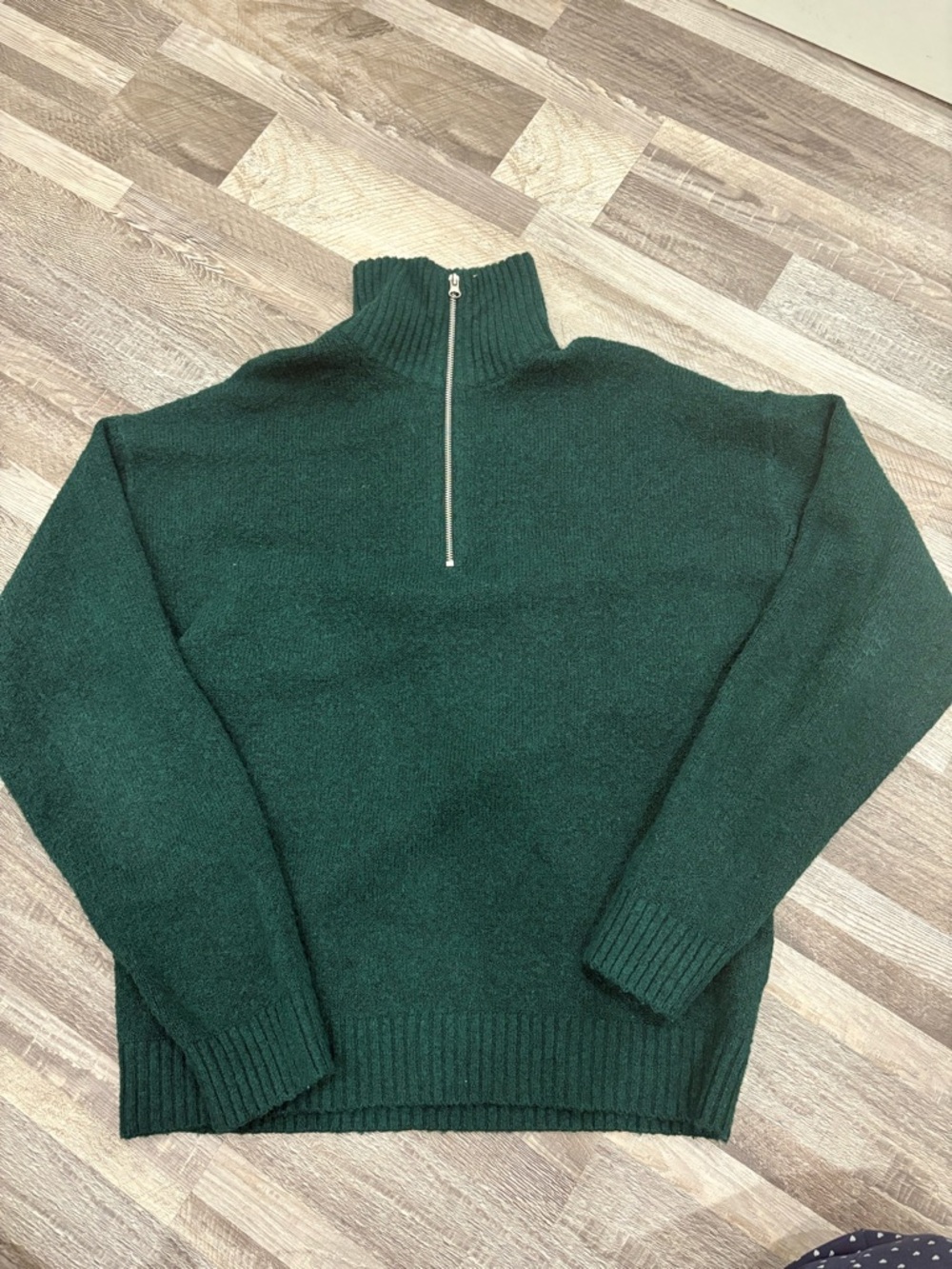 Jack & Jones Men's Dark Green Half-Zip Sweater Large - Picture 2 of 5